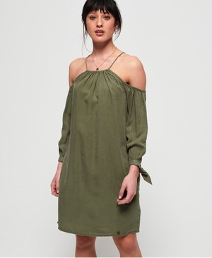 Superdry Eden Cold Shoulder Női Ruhák Khaki | EDJBR0372